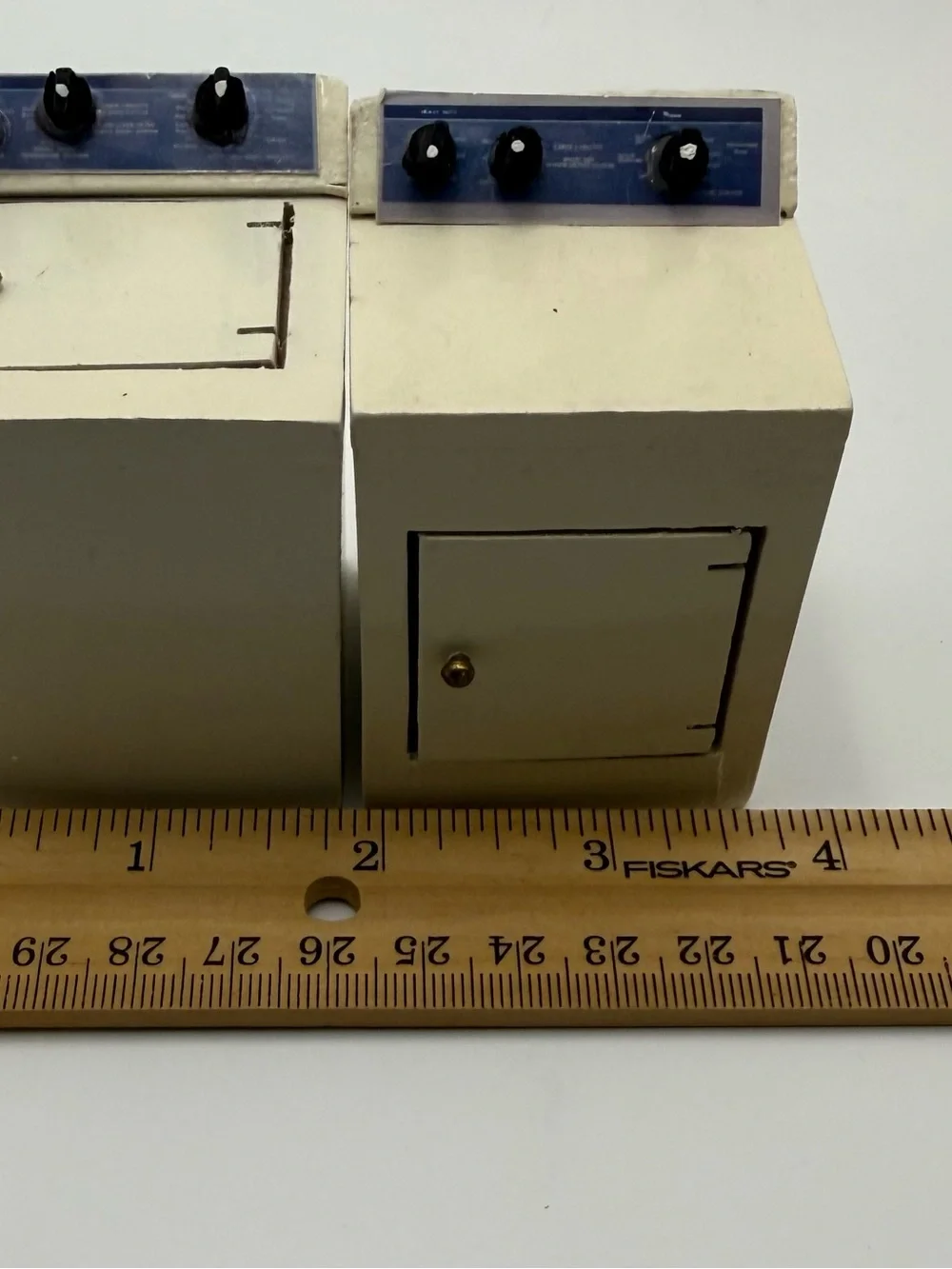 vintage/1:12 Dollhouse Miniature Painted Wood Laundry Set Washer Dryer/2pc